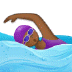 🏊🏾‍♀️ woman swimming: medium-dark skin tone display on Samsung